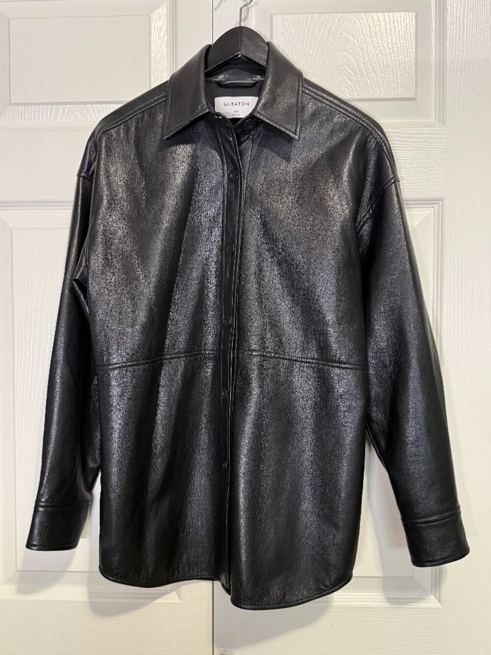 Aritzia Babaton Black UnReal Leather Pelli Button Down Shacket Jacket 2XS